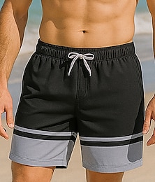 abordables -Hombre Pantalón corto Pantalones cortos de playa Correa Bloque de color Transpirable Secado rápido Longitud de la rodilla Exterior Vacaciones Hogar Vacaciones Estilo Étnico Negro + Gris Rojo Oscuro