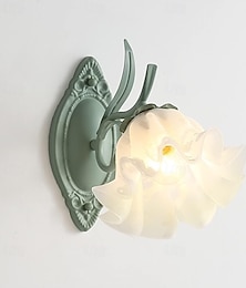 abordables -Applique murale nordique moderne et verte en céramique blanche, jolie applique murale en verre à fleurs, style rustique, pour chambre d'enfant, porche, salon, hôtel