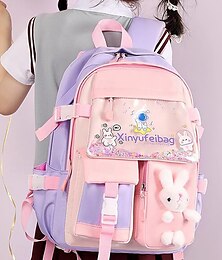 economico -Zaino scolastico impermeabile per ragazze con strisce riflettenti e design a coniglietto – zaino leggero e capiente per studenti della scuola elementare, uso quotidiano e viaggi