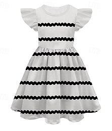 cheap -Girls' 3D Striped Dress Sleeveless Summer Spring Vacation Daily Holiday Beautiful Sweet Kids 4-12 Years Casual Dress A Line Dress Knee-length Regular Fit