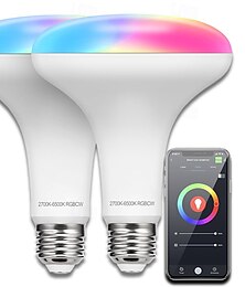 お買い得  -1個 Wi-Fi スマート電球 E26/27RGB カラーチェンジ 9W 850lm 音声リモコン調光 Alexa Google対応