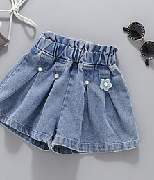voordelige -Kinderen Voor meisjes Short Effen Kleur Streetwear Met ruches School 4-12 jaar Zomer blauw
