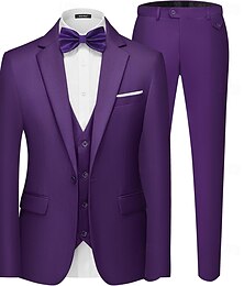 economico -Completi da matrimonio da uomo Completi per il ritorno a casa Nero Blu navy Moda Formale a colore uniforme Taglio standard 3 pezzi monopetto a un bottone
