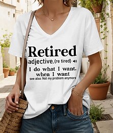 abordables -Mujer Blusa Graphic Letra Vintage Elegante Clásico Manga Corta Escote en Pico Tops regulares Diario Noche Ropa de playa Estampado Negro Blanco Verano Primavera