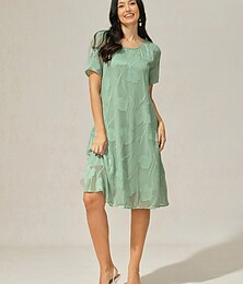 economico -Per donna Mini Abito Vestito in Chiffon Elegante Casual Vestibilità comoda Floreale Manica Corta Girocollo Verde salvia Estate