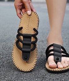 abordables -sandales tissées décontractées pour hommes avec sangles réglables, confortables et respirantes, parfaites pour les sorties estivales et les vêtements de plage
