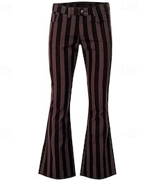 お買い得  -レトリ／ヴィンテージ 1970年代 グルーヴィー ベルボトムパンツ フレアパンツ ディスコ ミッドライズ ストライプ 男性用 ハロウィーン カーニバル バケーション 音楽祭 祭り 成人 パンツ