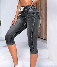 abordables -Leggings pour femmes Capri Pantalons Impression 3D Vacances Décontracté Collants Longueur Mi-mollet Haute Taille Couleur Unie Haute Coupe Confort Respirant Sèche Rapidement Extensible Extérieur Rue