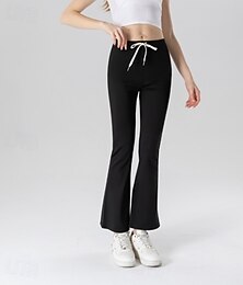 abordables -Mujer Talla EU / US Timbre Casual / Diario Confort Longitud total Media cintura Color sólido Suave Cómodo Microelástico Yoga Deportes Ceniza Negro 1 # Primavera, Otoño, Invierno, Verano