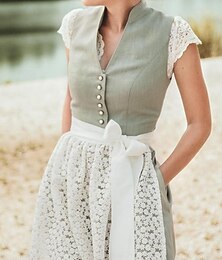 baratos -Oktoberfest Vestidos Dirndl Trachtenkleader Empregada Bávaro Alemão prados Mulheres Pano de Estilo Tradicional Vestido Avental Sem Blusa (75CM)