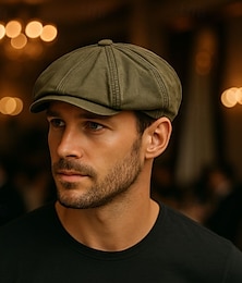 billiga -Herr Platt mössa Ascot hatt Newsboy hatt Svart Blå Bomull Mode Ledigt Gata Dagligen Slät Justerbara Solskyddskräm Andningsfunktion