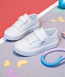economico -scarpe da ginnastica bianche in tela per ragazze con cinturino a strappo – scarpe leggere per il ritorno a scuola, per la vita quotidiana nel campus, le lezioni di educazione fisica e i giochi all'aperto