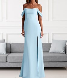 economico -Abito da Damigella A-Line Collo a V Manica Lunga Elegante Treno di Spazzata  Strascico Chiffon con Pieghe  Volant