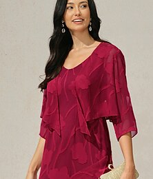 economico -Per donna Bolero Tinta unica Floreale Grafico Elegante Essenziale Casual Manica 3/4 Asimmetrico Top corti Ospite di nozze Matrimonio in Spiaggia Paillettes Patchwork Rosso Estate Primavera Autunno