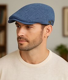 billiga -Herr Platt mössa Ascot hatt Newsboy hatt Svart Blå Bomull / Linneblandning Mode Ledigt Gata Dagligen Slät Justerbara Solskyddskräm Andningsfunktion