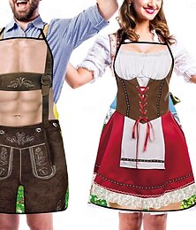 preiswerte -Karneval Oktoberfestbier 2 teilig Schürze Lustige Kostüme Dienstmädchen Oktoberfest-Paar München Wiesn Wiesn Paar Herren Damen Karneval Bier Festival Stoff im traditionellen Stil Schürze
