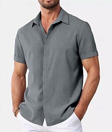 economico -Per uomo Camicia camicia di lino Camicia estiva Maglietta informale Camicia da spiaggia Camicia abbottonata Liscio Informale Giornaliero Nero Bianco Rosa Blu Manica corta Colletto Estate Abbigliamento