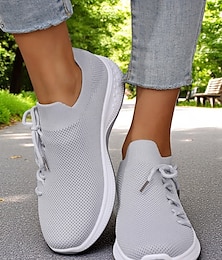 رخيصةأون -حذاء رياضي نسائي خفيف الوزن باللون الأخضر من Flyknit للمشي - حذاء رياضي شبكي محبوك قابل للتنفس للنساء النشيطات - مثالي للتنقل اليومي والسفر والنزهات غير الرسمية في الحديقة