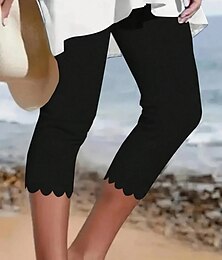 billiga -Kvinnors leggings chinos semester vintage etnisk stil till calf-längd hög midja enfärgad tryck bekväm mjuk komfortabel elastisk formell utomhus semester svart vit sommar vår smal passform