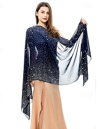 voordelige -Dames pashmina sjaals en omslagdoeken met strass steentjes voor avondjurken, chiffon sjaal met glitters