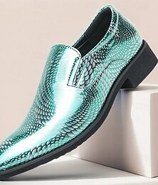 preiswerte -Türkisfarbene Slipper mit metallischem Schlangenprint für Herren – trendig, modern, perfekt für legere Ausflüge und modische Events