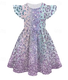 economico -ragazze' 3D Gradiente di Colore Abito Senza Maniche Estate Primavera Vacanza Quotidiano Ferie Bello Dolce Bambini 4-12 Anni Vestito Casual Abito a trapezio Lunghezza al ginocchio Vestibilità regolare