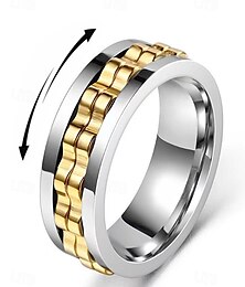 economico -Anello girevole da uomo in acciaio inossidabile - disponibile in nero, argento e oro con design a catena per alleviare lo stress e per un uso quotidiano elegante, regalo perfetto per la festa del papà