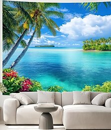 economico -Arazzo appeso paesaggistico oceano arte murale grande arazzo decorazione a muro sfondo fotografico coperta tende decorazione per casa camera da letto soggiorno