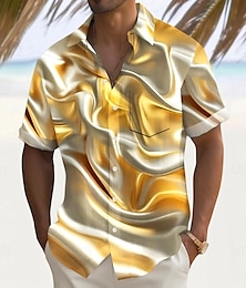 economico -Per uomo Geometrico Onde Marmo Camicia Camicia Estiva Camicia con Bottoni Manica Corta Moda Casual All'aperto Vacanza Abbigliamento Quotidiano Estate Primavera Collo ripiegato Stampa 3D camicie con