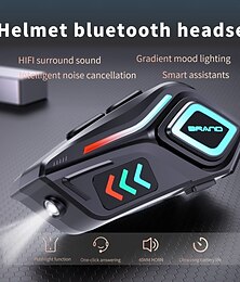 abordables -Auriculares Bluetooth para casco con luz LED, resistencia al agua IPX8, sonido HD, asistente de voz, batería de larga duración, instalación desmontable: compatible con cascos integrales y medios.