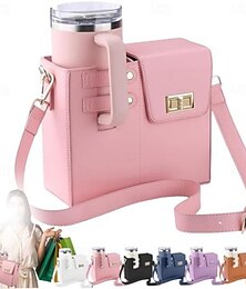 お買い得  -財布付きクロスボディカップホルダーバッグ、40オンスタンブラー用ポータブルウォーターボトルキャリア、ストラップとポーチ付きアウトドアトラベルカップバッグ