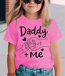 preiswerte -Mädchen 3D Buchstabe T-Shirt Kurzarm Sommer Frühling Mode Basic Kinder 4-12 Jahre Rundhalsausschnitt Outdoor Lässig Täglich Normale Passform