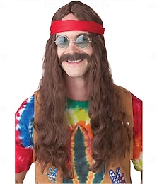 economico -Parrucca da Uomo Hippie Costumi della California Parrucche di Halloween