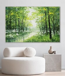 preiswerte -handgemaltes grünes Baumölgemälde auf Leinwand, modernes strukturiertes Blumenbaumgemälde, Wandkunst, 3D-Blumenwaldgemälde, zeitgenössische Kunst, großes Wandkunstölgemälde für die