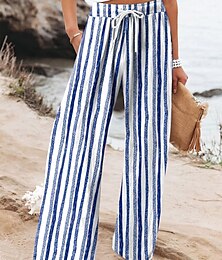 economico -Per donna Gamba larga Chinos Shorts da Spiaggia Vacanza Moda Casual Lunghezza intera Vita Alta Grafico Geometrico Coulisse Stampa Traspirante Morbido Micro-elastico Vacanza Casuale Quotidiano Viola