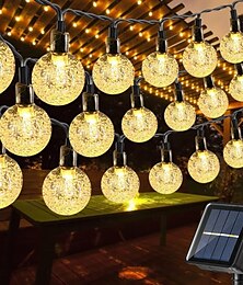 economico -1 pz. Luci solari da esterno a forma di sfera, impermeabili, 12 m, 100 LED, per cortile, giardino, prato, terrazza, balcone, villa, Halloween, Natale, festival, decorazioni per matrimoni, 8 funzioni.