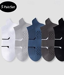 abordables -Hombre 5 pares Paquetes múltiples Calcetín Calcetines para correr Calcetines informales Negro+Blanco+Gris Negro*2+Gris oscuro*2+Azul oscuro*1 Color Plano Vacaciones Deporte Diario Básico Medio