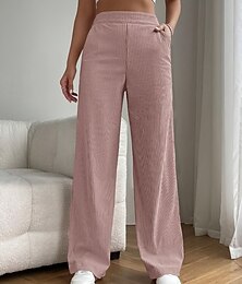 economico -Per donna Gamba larga Pantaloni Eleganti Pantaloni Casual Lunghezza intera Naturale Semplice Tasca Elastico in vita Comodo All'aperto Confortevole Ferie Casual Quotidiano Weekend Aalbicocca Grigio