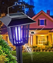 abordables -Matamosquitos solar impermeable para exteriores, lámpara repelente de mosquitos y luz para uso en interiores y exteriores, jardín, patio, luz morada y blanca.