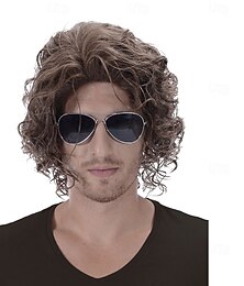 abordables -Perruque courte bouclée ébouriffée années 70 pour hommes fête cosplay cheveux pour adultes enfants un pack Halloween