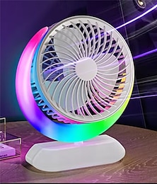 abordables -Ventilateur de bureau avec veilleuse 3 vitesses, portable, rechargeable par USB, alimenté par batterie, mini ventilateur personnel, silencieux, pour chambre à coucher, bureau, camping en plein air