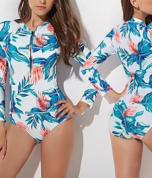 halpa -Naisten Ihottumissuoja Uimapuku UV-aurinkosuojaus UPF50+ Nopea kuivuminen Pitkähihainen Uima-asut Uimapuku Etuvetoketju Uinti Lainelautailu Hiekkaranta Vesiurheilu Trooppinen Kesä