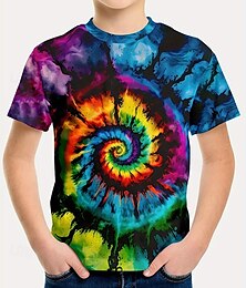 preiswerte -Jungen 3D Batik T-Shirt Kurzarm Sommer Frühling Mode Basic Kinder 4-12 Jahre Rundhalsausschnitt Outdoor Lässig Täglich Normale Passform
