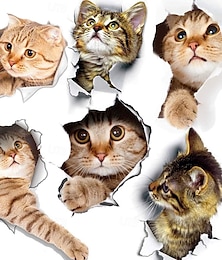 economico -6 adesivi murali 3D a forma di gatti, adesivi murali autoadesivi/murales in vinile rimovibili per soggiorno, camera da letto, bagno, casa, decorazione fai da te