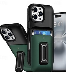 お買い得  -iPhone 16 Pro Max Plus / 15 / 14 / 13 / 12 Pro Max用カラフルな耐衝撃ケース - キックスタンド付きスライド式カードスロット、PCバックカバー