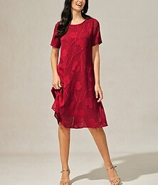 economico -Per donna Mini Abito Vestito in Chiffon Elegante Casual Vestibilità comoda Floreale Manica Corta Girocollo Rosso Estate