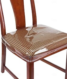 abordables -Lot de 4 grandes housses de chaise en plastique pour salle à manger, protections de siège de chaise de cuisine en PVC transparent avec sangle de ceinture réglable pour chaise standard 18''x17'',