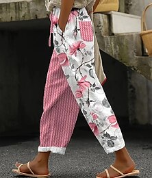 economico -Per donna Chinos Pantaloni Larghi Shorts da Spiaggia Vintage Moda Essenziale Lunghezza intera Vita Alta Floreale Grafico Plaid Stampa Traspirante Morbido Micro-elastico Vacanza Casual Casuale Rosa