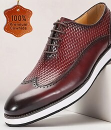 preiswerte -Herren Premium Schnürschuhe aus burgunderrotem Leder mit Krokoprägung für elegante Abendveranstaltungen