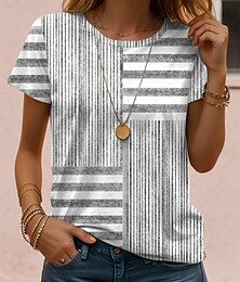 お買い得  -女性用 Tシャツ グラフィック 幾何学模様 ヴィンテージ クラシック カジュアル 半袖 クルーネック レギュラートップス 日常 週末 ビーチウェア プリント ルビーレッド ブルー パープル グレー 夏 春